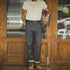 Retro 12.8oz Grey Striped Jeans – Men’s Straight Fit Herringbone Trousers with Pockets